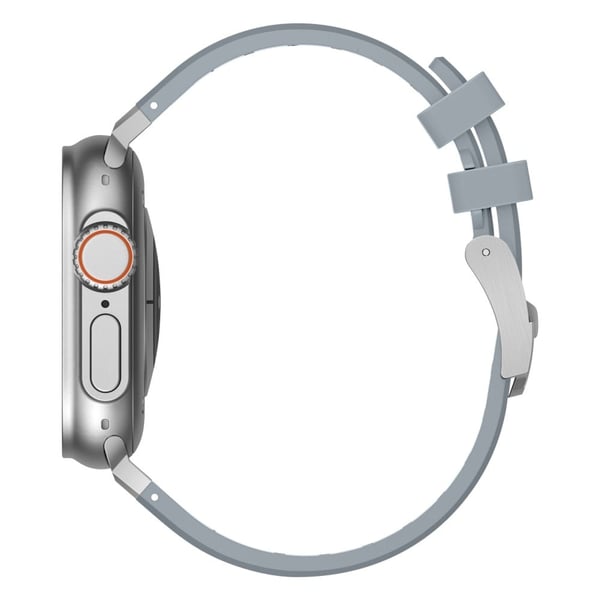 Apple Watch Series 49mm - 45mm - 44mm - 42mm Universal Liquid Silicone Watch Band - Sølv + Grå