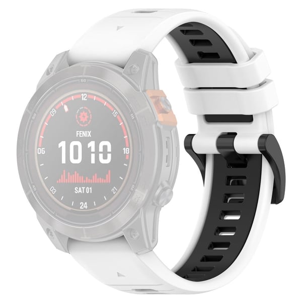 Garmin Fenix 7 / 7 Pro / 6 / 6 Pro QuickFit 22mm klockarmband med silikonarmband i två färger - Vit + Svart