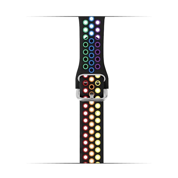 KALEBOL Apple Watch Series 41mm - 40mm - 38mm Universal Soft Silicone Band - Svart + Regnbue