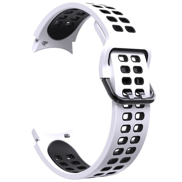 KALEBOL KLB-SSGJ-001 Samsung Galaxy Watch4 / Watch 5 / Watch6 Silicone Watch Band Soft Strap - Hvid + Sort
