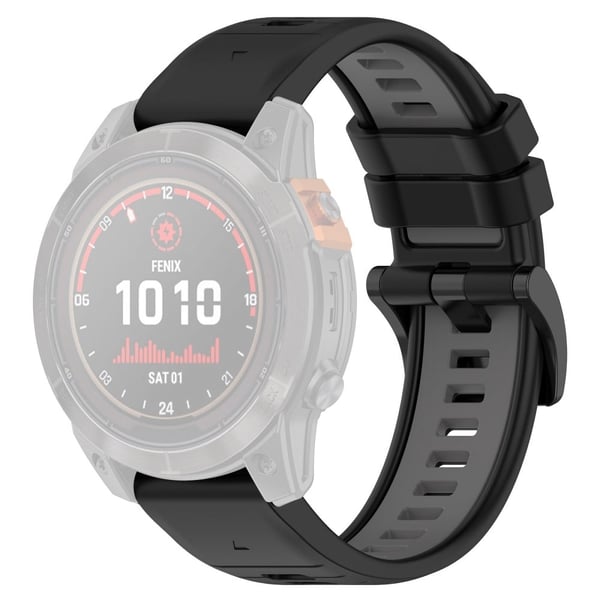 Garmin Fenix 7S / 7S Pro / 6S QuickFit 20 mm silikonklokkebånd med to farger - Svart + Grå