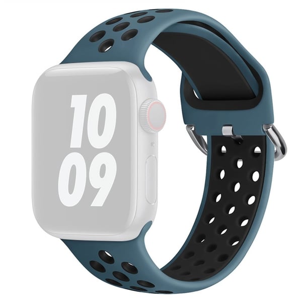 KALEBOL Apple Watch Series 49mm - 45mm - 44mm - 42mm Universal Silikonklokkebånd - Cyan Blå + Svart