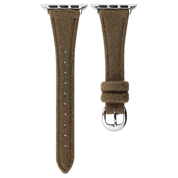 Apple Watch Series 49mm - 45mm - 44mm - 42mm Universal Slim Woolen Watch Strap - Mørkebrun