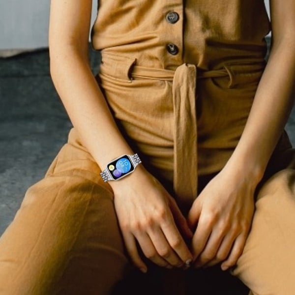 Xiaomi Smart Band 8 Pro 3 Rader Rhinestone Sink Legering Watch Band Kvinner Erstatningsrem - Sølv + Gjennomsiktig