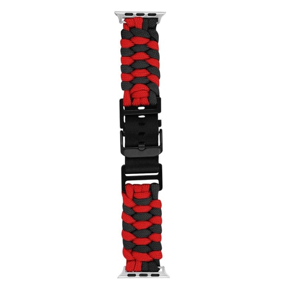 Apple Watch Series 41mm - 40mm - 38mm Universal Nylon Rope Watch Band Dual Color - Rød + Svart