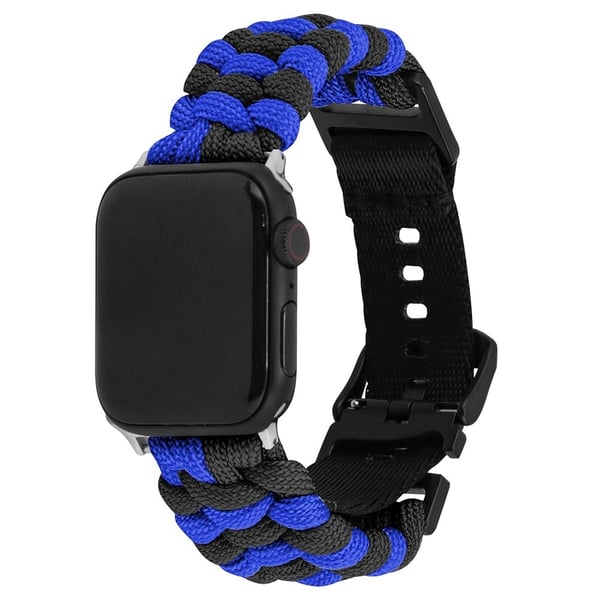 Apple Watch Series 49mm - 45mm - 44mm - 42mm Universal Watch Band Nylon Rope Strap - Blå + Svart
