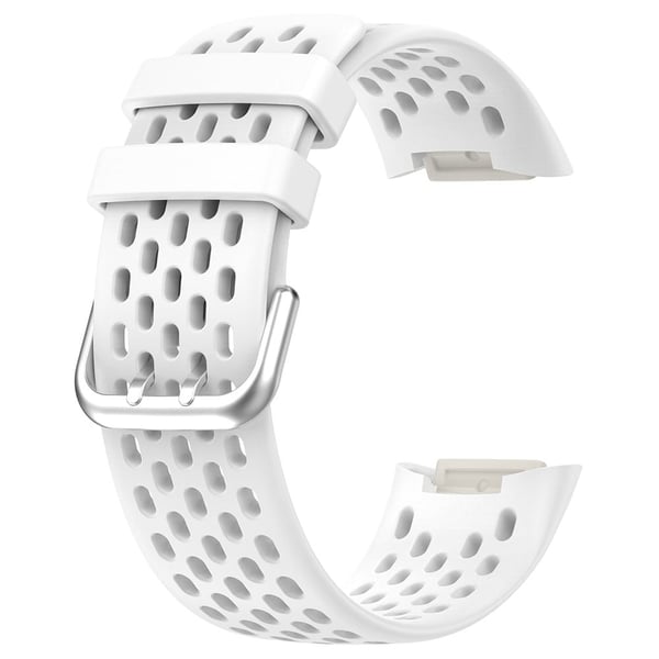 Fitbit Charge 6 / Charge 5 erstatningsarmbånd for smartklokkearmbånd i pustende silikon - Hvit Fitbit Charge 6 / Charge 5 erstatningsarmbånd for smartklokkearmbånd i pustende silikon - Hvit