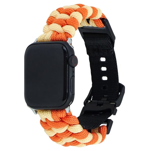 Apple Watch Series 41mm - 40mm - 38mm Universal Nylon Rope Watch Band Dual Color - Oransje + Gul