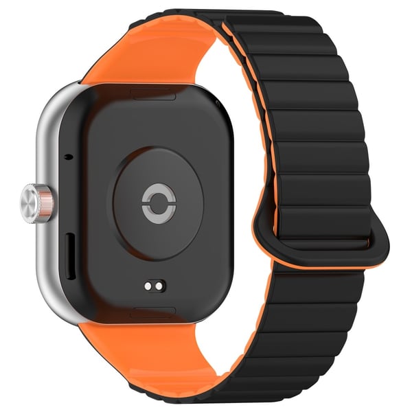 Xiaomi Redmi Watch 4 / Smart Band 8 Pro Watch Band Dual Color Silicone Magnetic Wrist Strap - Svart + Oransje