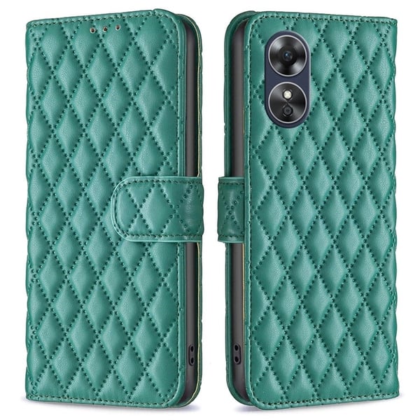 Rombemønster, matt flip-deksel for Oppo A17 - Grønn