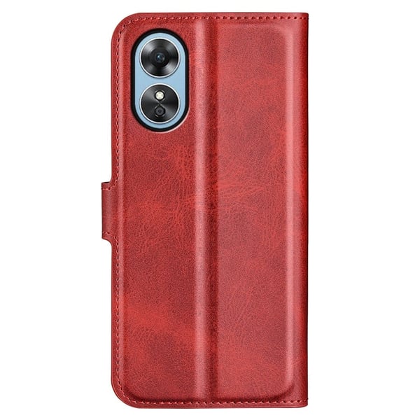 Oppo A17 / Oppo A17k nahkainen lompakokkotelo - Punainen