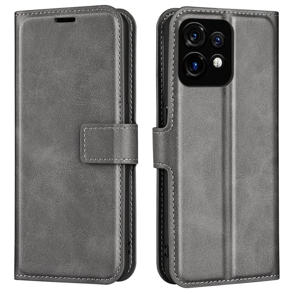 Skinn-etui i lommebok-stil for Motorola Moto X40 / Motorola Edge 40 - Grå