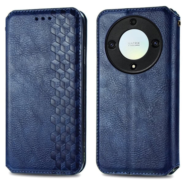Skinn-etui med stilfult rombeavtrykk for Honor X40 / Honor X9a / Honor Magic5 Lite - Blå