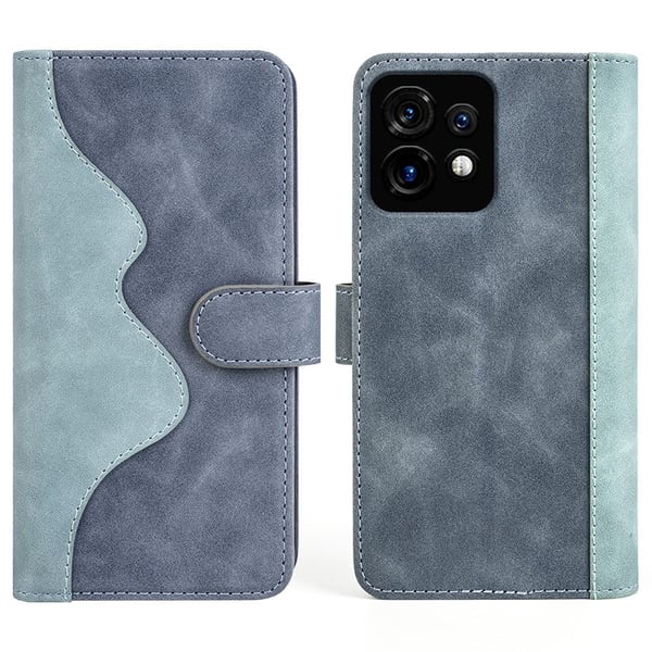 Tofarget lærdeksel for Motorola Moto X40 / Motorola Edge 40 - Blå