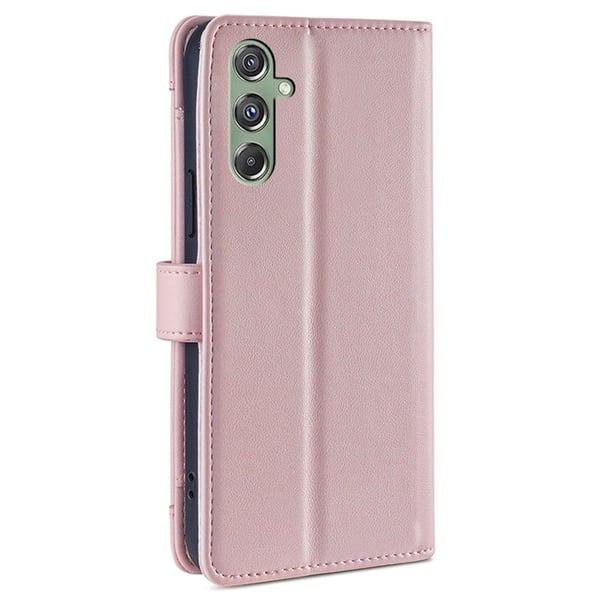 Samsung Galaxy M34 vegansk lommebokveske i skinn med glidelås - Rosa