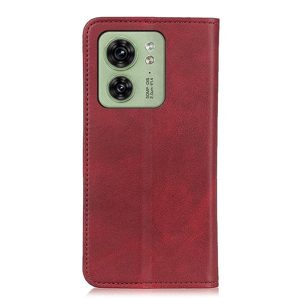 Motorola Edge 40 lompakkokotelo, aitoa nahkaa - Punainen