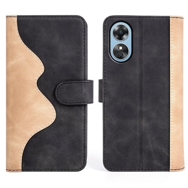 Tofarget lærdeksel for Oppo A17 / Oppo A17k - Svart