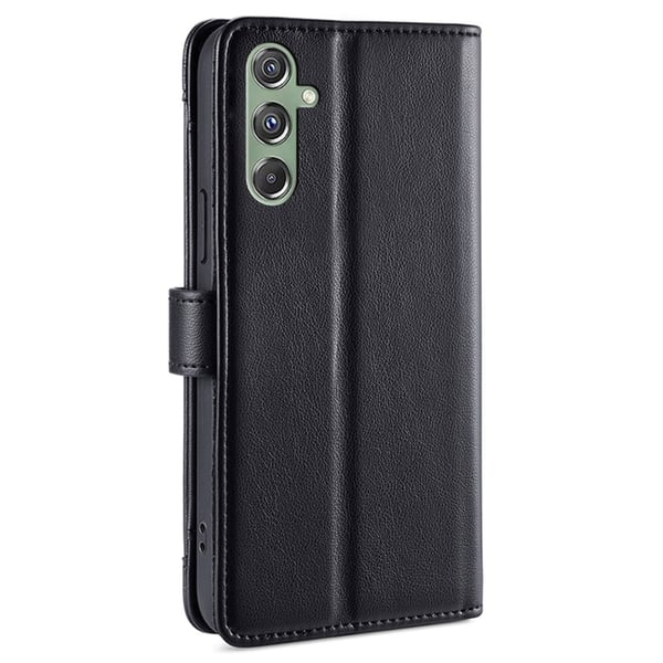 Samsung Galaxy M34 vegansk lommebokveske i skinn med glidelås - Svart