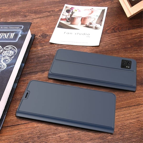 Glat og tyndt premium Motorola Edge 40 læderetui - Blå