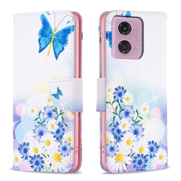 Wonderland Motorola Moto G34 flip-etui - Sommerfugl Og Blomster Wonderland Motorola Moto G34 flip-etui - Sommerfugl Og Blomster