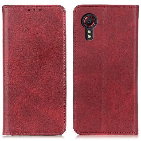 Flipveske i ekte skinn i lommebokstil for Samsung Galaxy Xcover 7 - Rød