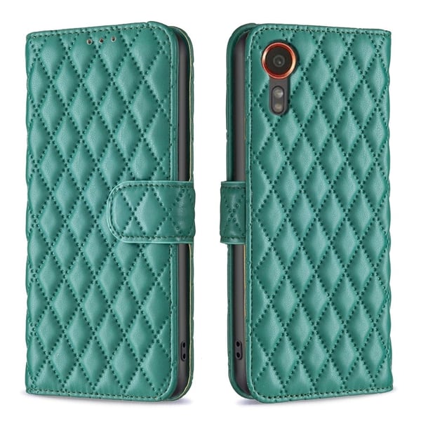 Rombemønster, matt flip-deksel for Samsung Galaxy Xcover 7 - Grønn