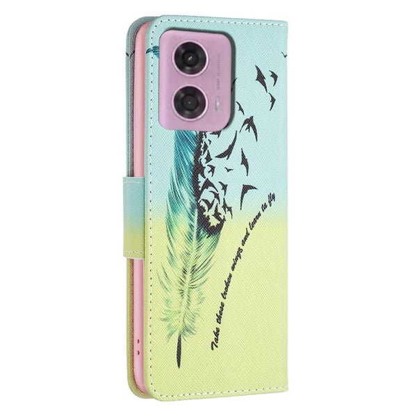 Wonderland Motorola Moto G34 flip-etui - Fjær Og Fugler
