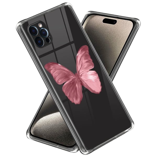 Deco iPhone 15 Pro deksel - Rosa Sommerfugl