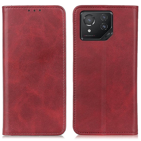 Äkta läder Asus ROG Phone 8 fodral - Röd Äkta läder Asus ROG Phone 8 fodral - Röd