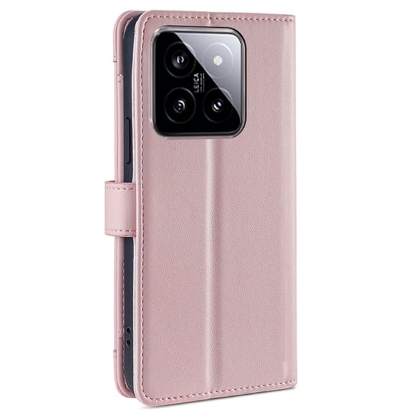 Xiaomi 14 vegansk lommebokveske i skinn med glidelås - Rosa