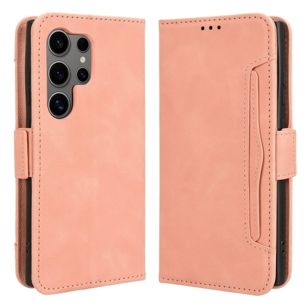 Lommebok-etui i moderne skinn-design Samsung Galaxy S24 Ultra - Rosa Lommebok-etui i moderne skinn-design Samsung Galaxy S24 Ultra - Rosa