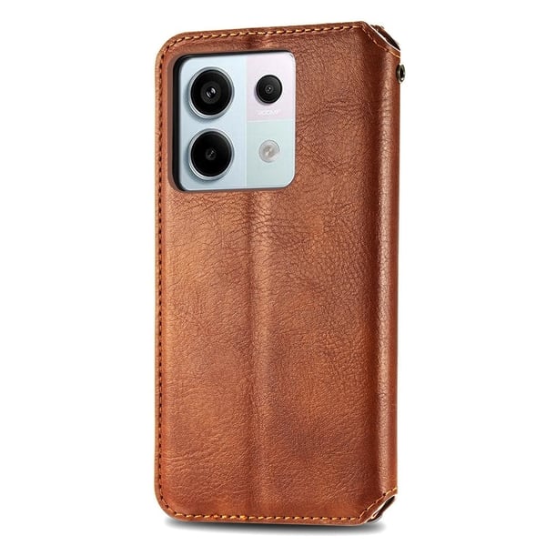 Skinn-etui med stilfult rombeavtrykk for Xiaomi Redmi Note 13 Pro 5G  - Brun