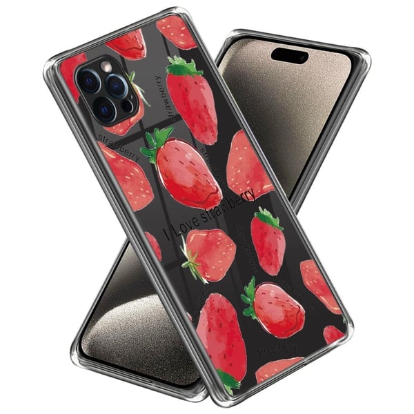 Deco iPhone 15 Pro Max deksel - Jordbær