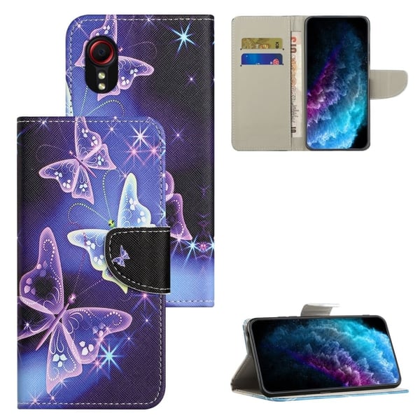 Wonderland Samsung Galaxy Xcover 7 flip-etui - Glitrende Sommerfugler