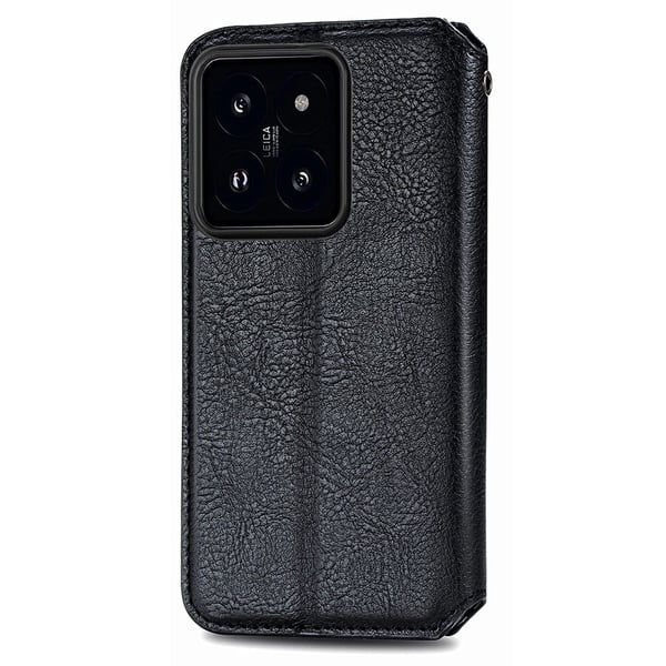 Skinn-etui med stilfult rombeavtrykk for Xiaomi 14 Pro - Svart