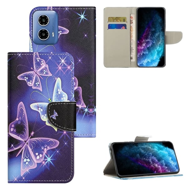 Wonderland Motorola Moto G34 flip-etui - Glitrende Sommerfugler