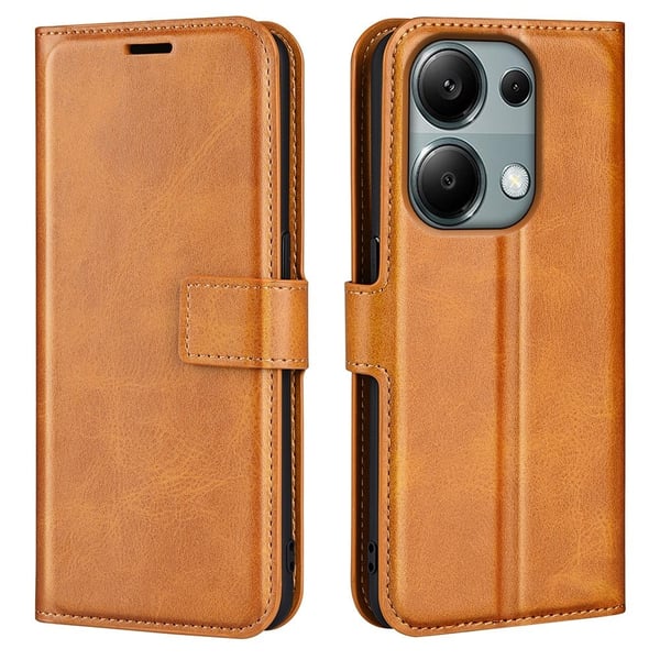 Skinn-etui i lommebok-stil for Xiaomi Redmi Note 13 Pro 4G - Gul