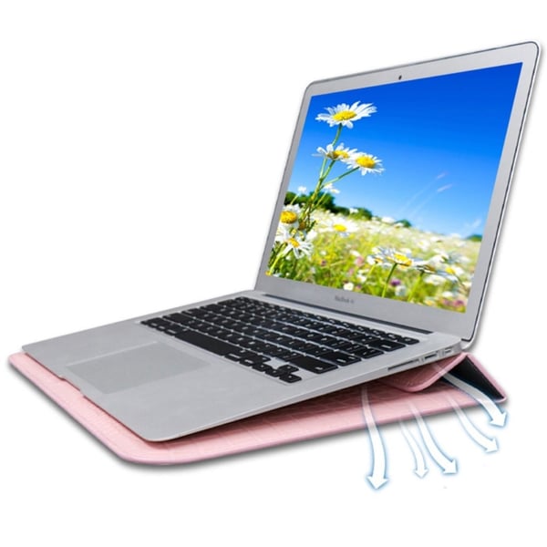 15,4" laptop-veske i krokodillestruktur i vegansk lær for oppbevaring av bærbare datamaskiner - Lyserosa