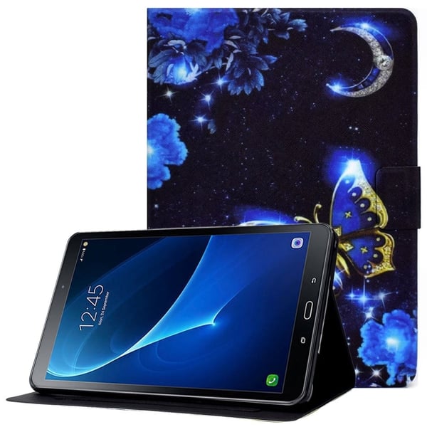 Samsung Galaxy Tab A 10.1 (2016) T580 / T585 Mønstertrykk Vegansk skinnstativdeksel Ergonomisk nettbrettveske med kortspor - Blå Sommerfugl Samsung Galaxy Tab A 10.1 (2016) T580 / T585 Mønstertrykk Vegansk skinnstativdeksel Ergonomisk nettbrettveske med kortspor - Blå Sommerfugl