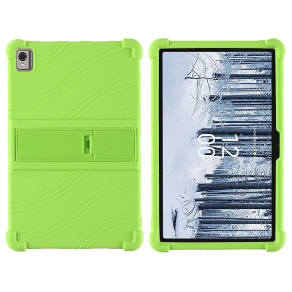 Nokia T21 Pehmeä silikoni Drop Protective Tablet Case Bump Resistant Kickstand Shockproof Tablet Cover - Vihreä