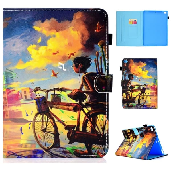 Mönsterutskrift Stativ Läderfodral för surfplatta iPad 9.7 (2018) / 9.7 (2017) / Air 2 / Air - Pojke Och Cykel Mönsterutskrift Stativ Läderfodral för surfplatta iPad 9.7 (2018) / 9.7 (2017) / Air 2 / Air - Pojke Och Cykel
