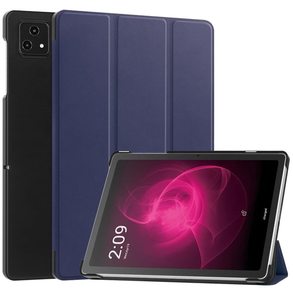 T-Mobile REVVL Tab Tri-fold Stand Smart Case Vegansk lærdeksel til nettbrett - Mørkeblå