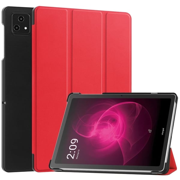 T-Mobile REVVL Tab Tri-fold Stand Smart Case Vegansk lærdeksel til nettbrett - Rød