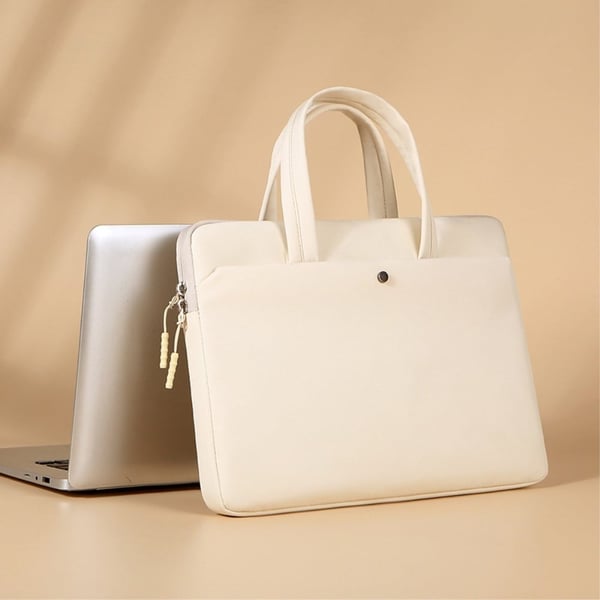 C81-14-14.6 " Datamaskinveske Bærbar veske for bærbare datamaskiner med glidelås Oppbevaringsveske for tilbehør til bærbare datamaskiner - Beige