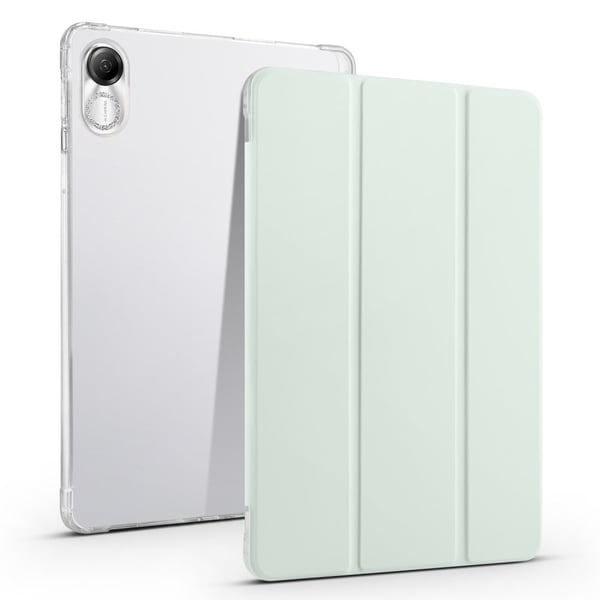 Honor Pad X8 Pro / Pad X9 Trifold stativ nettbrettveske pennspor vegansk lær gjennomsiktig fleksibelt bakdeksel - Lysegrønn