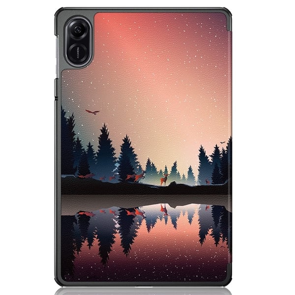 Vegansk lærveske til nettbrett Honor Pad X9 / Pad X8 Pro, mønsterutskrift Trifold Stand Folio beskyttelsesdeksel - Nightfall