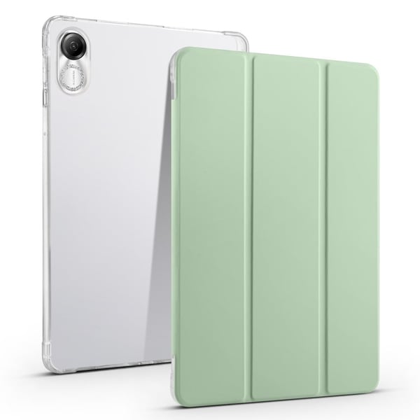 Honor Pad X8 Pro / Pad X9 Trifold stativ nettbrettveske pennspor vegansk lær gjennomsiktig fleksibelt bakdeksel - Matcha Grønn