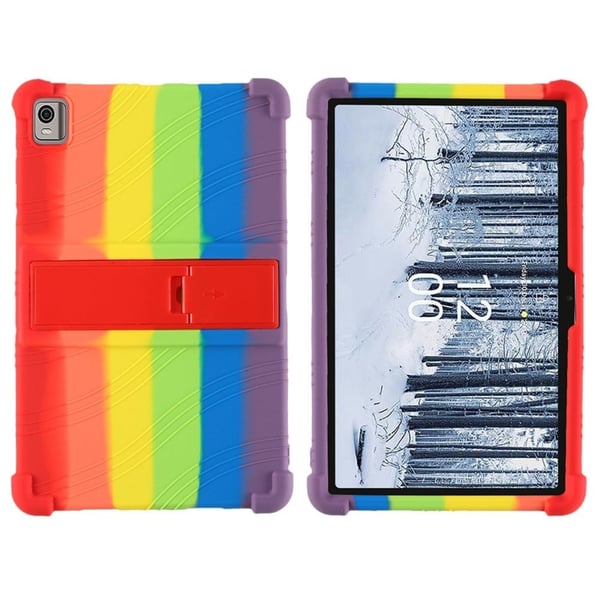 Nokia T21 Blødt Silikone Drop Protective Tablet Etui Bumpresistent Kickstand stødsikkert Tablet Cover - Regnbue