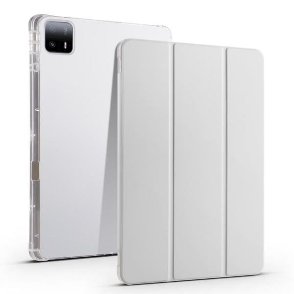 Xiaomi Pad 6 Max 14 Etui med trefoldig stativ og klar bakside for nettbrett med pennspor - Grå Xiaomi Pad 6 Max 14 Etui med trefoldig stativ og klar bakside for nettbrett med pennspor - Grå