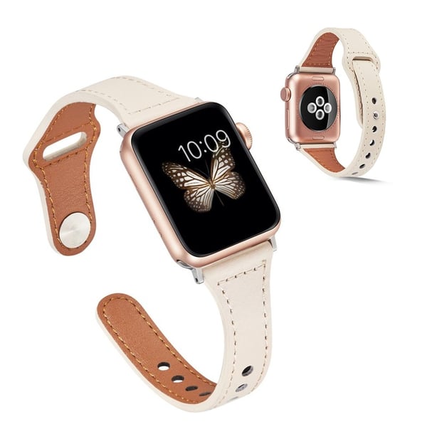Urarmbånd i ekte skinn til Apple Watch Series 6 / 5 44mm - Beige